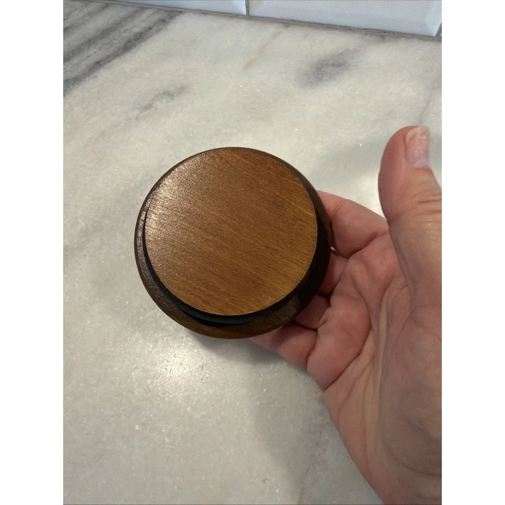 Vintage Teakwood Libbey Of Canada‎ Hexagon Glass Storage Jar